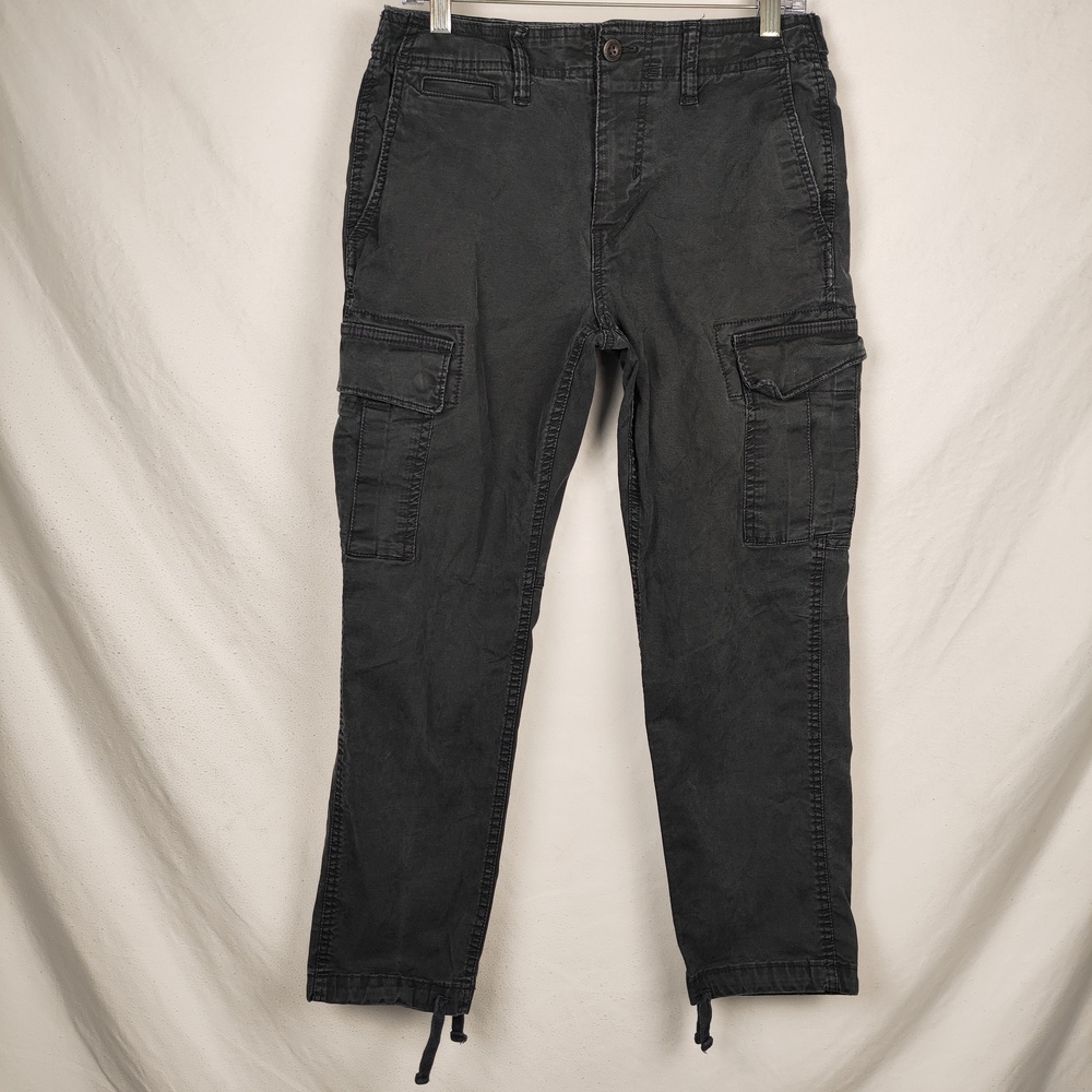 American Eagle Outfitters Cargo Pants Mens 29x30 Gray Stretch Drawstring Hem